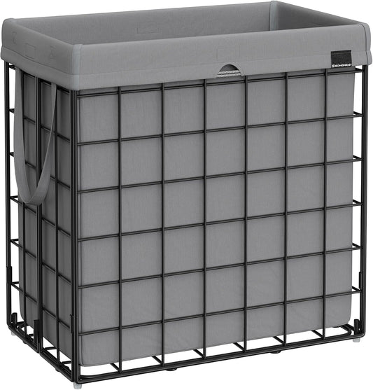 SONGMICS Collapsible Laundry Basket – Black + Gray (29 Gallon)