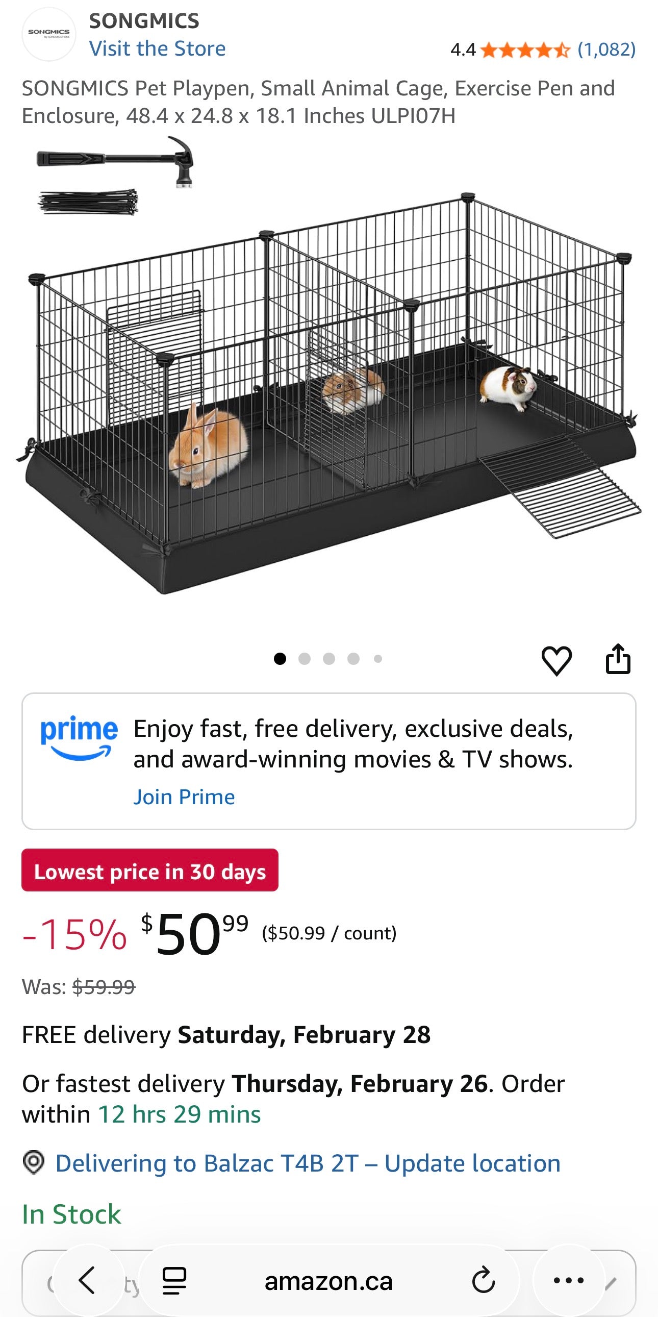 SONGMICS Small Animal Playpen with Floor Mat