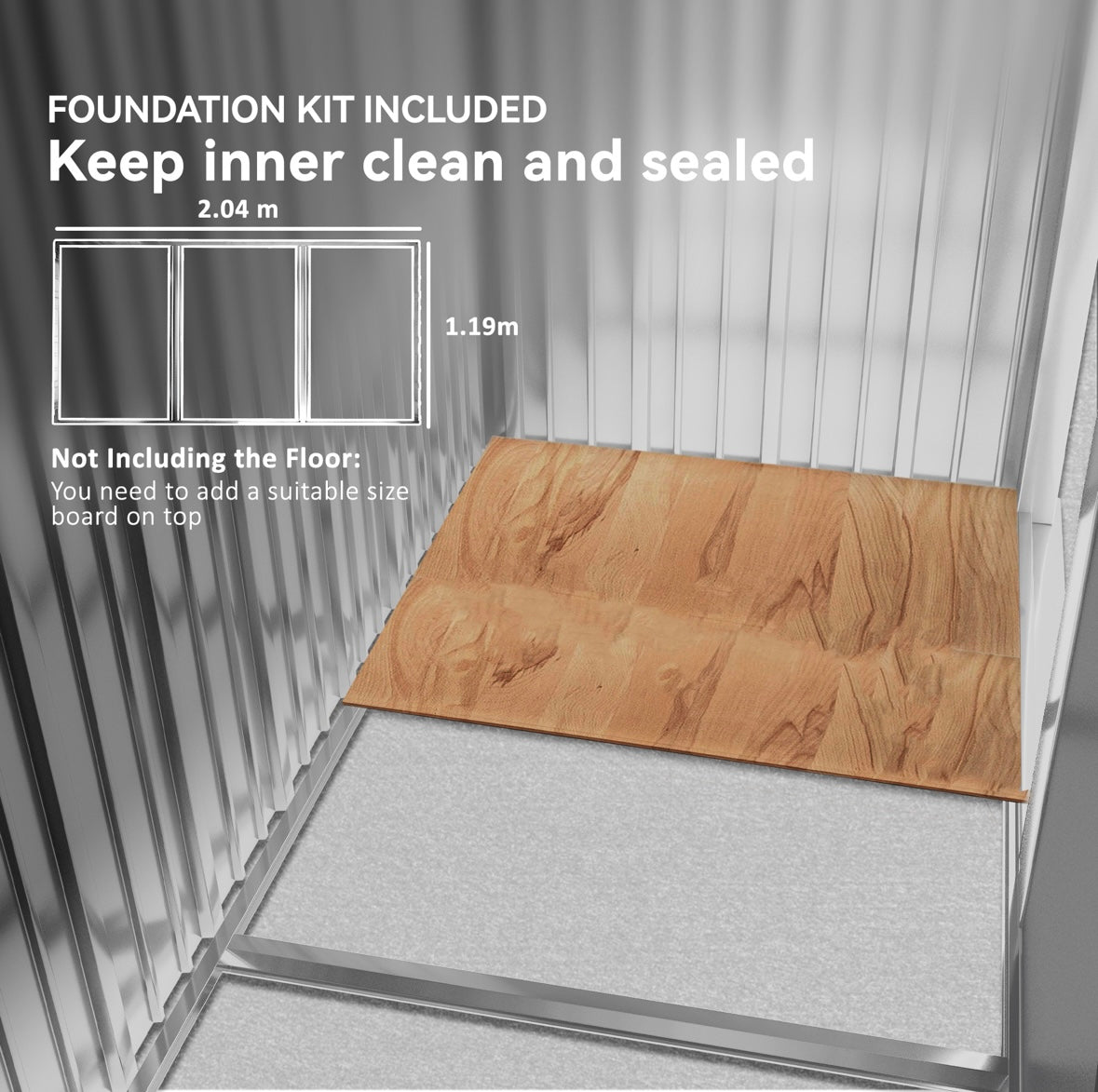 7×4 ft Outdoor Metal Storage Shed — Galvanized Steel Waterproof Garden Tool Shed with Foundation Kit (Classic Grey)