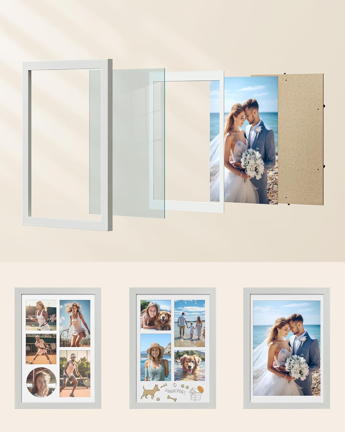 SONGMICS Collage Picture Frame – Rustic White
