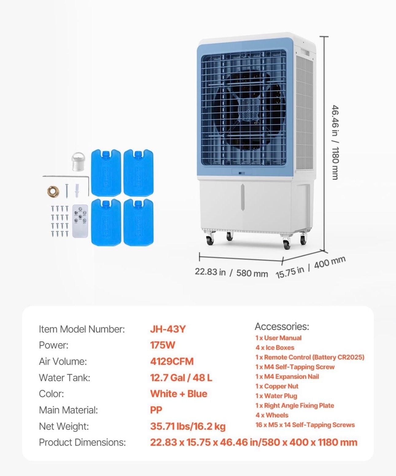 VEVOR 3-in-1 Evaporative Air Cooler
