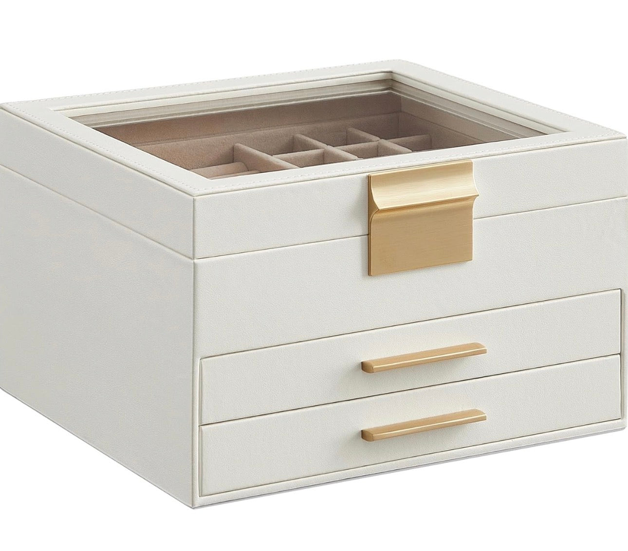SONGMICS 3-Layer Jewelry Box with Glass Lid