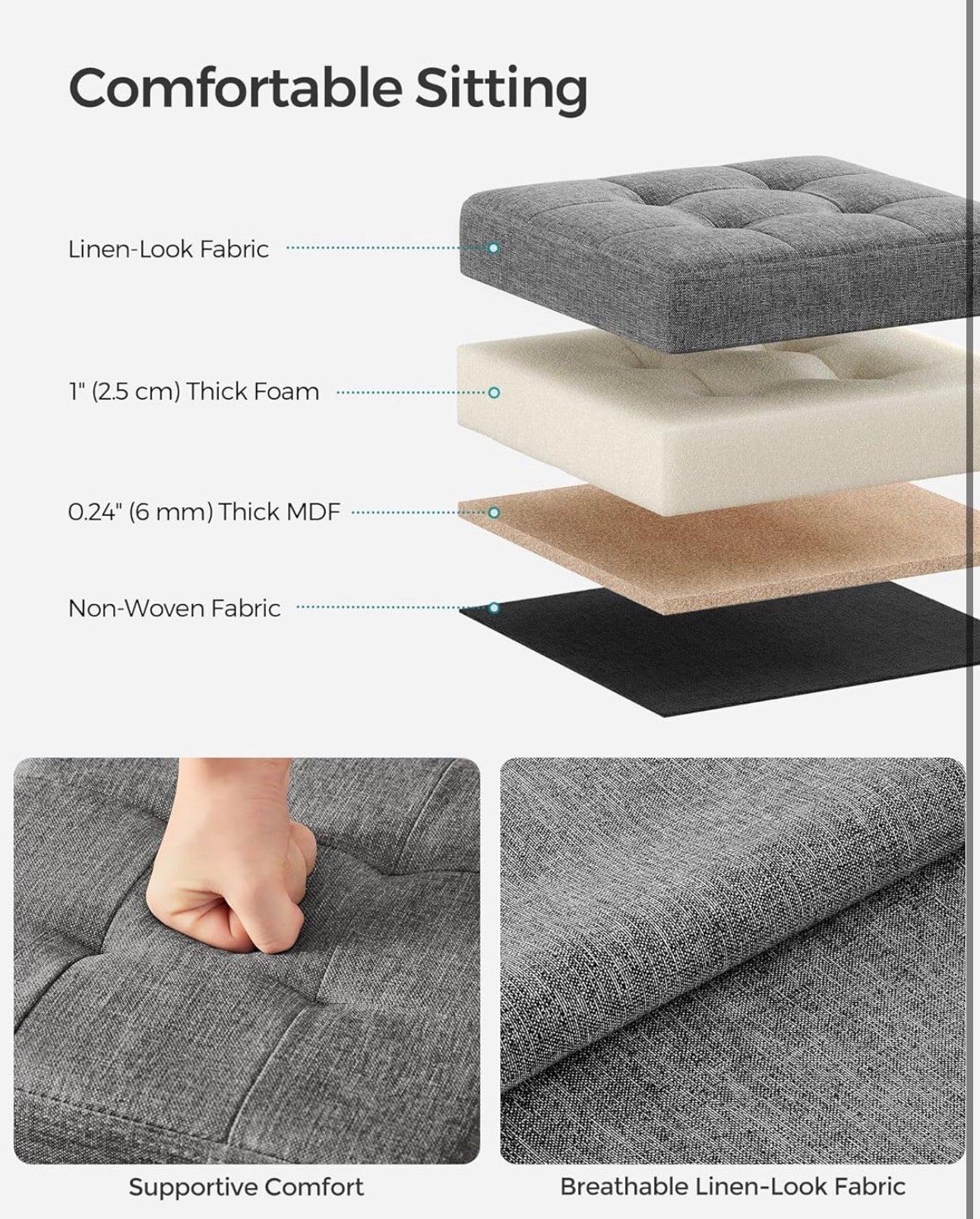 SONGMICS Foldable Storage Ottoman