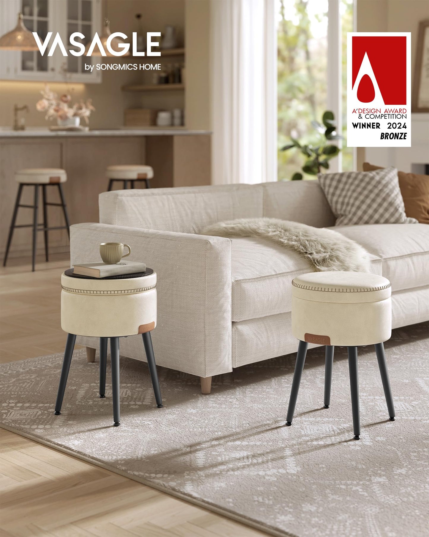 VASAGLE EKHO Storage Ottoman Stool