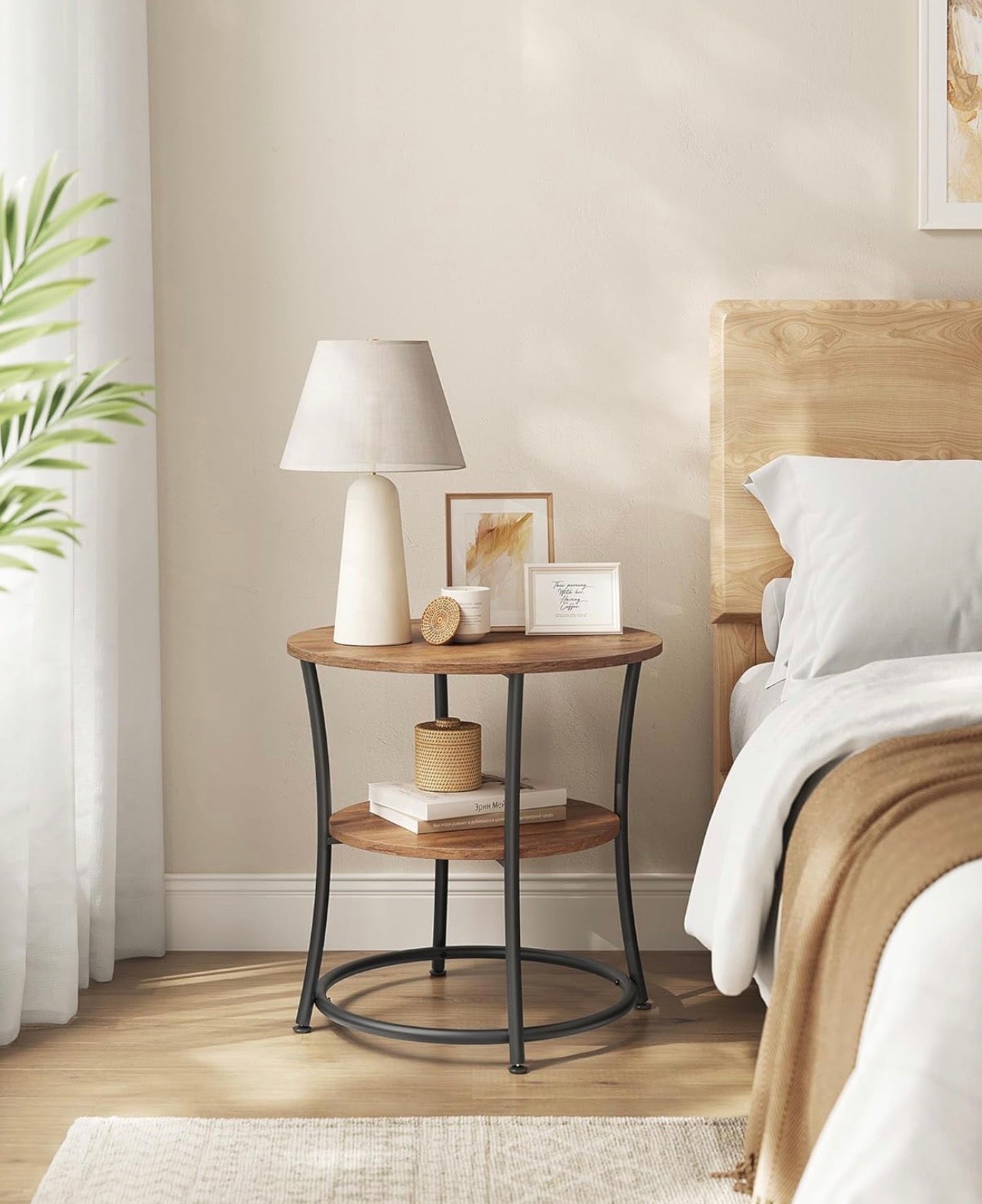 VASAGLE 2-Tier Round Side Table