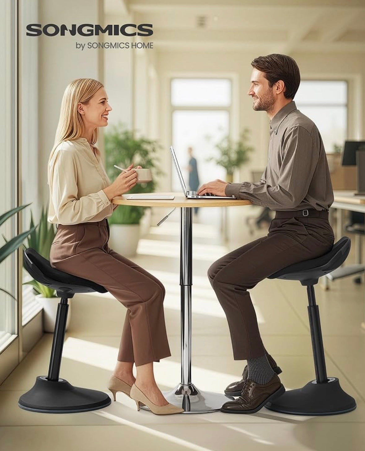 SONGMICS Ergonomic Wobble Stool – Adjustable Active Sitting Chair (Ink Black)