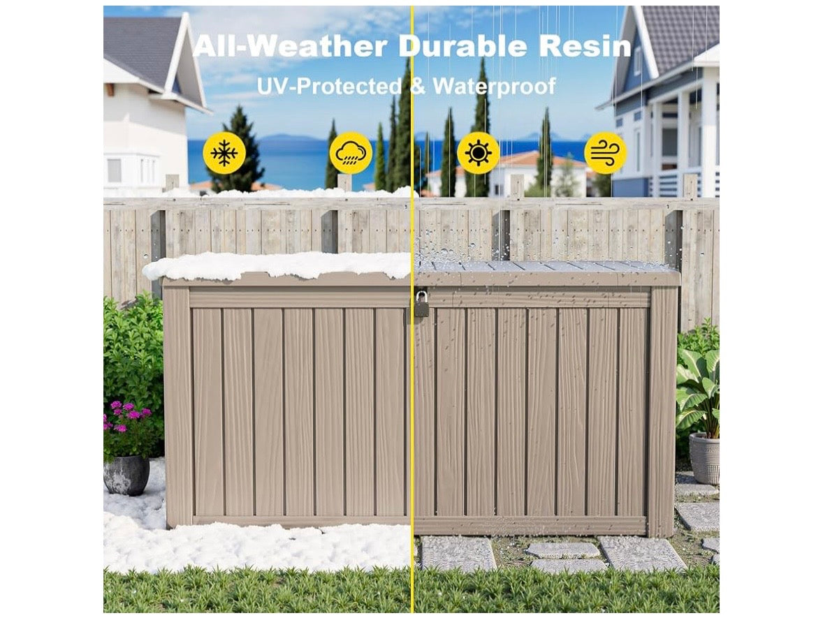 150-Gallon Outdoor Resin Deck Storage Box – Grey