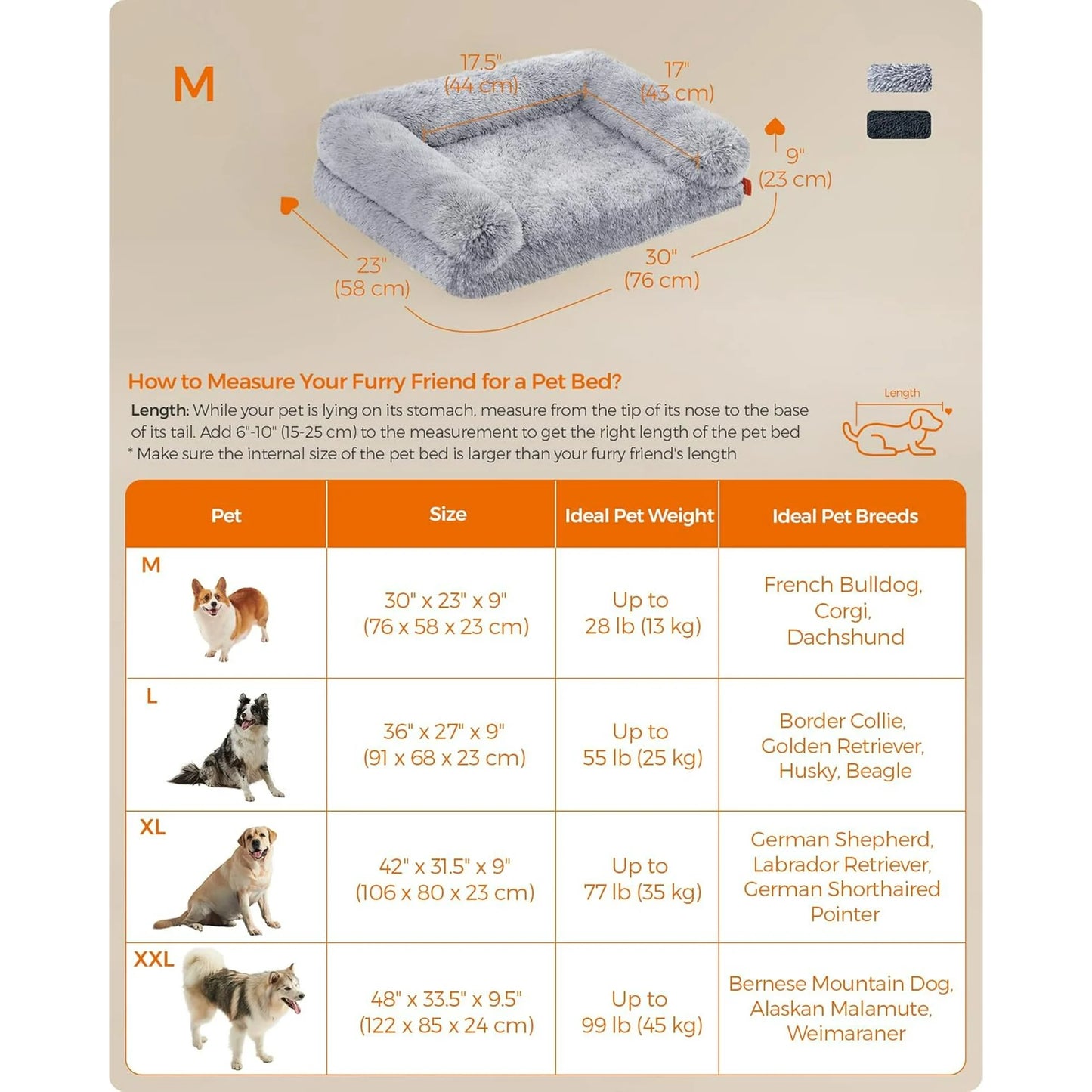 Calming Plush Dog Bed – Small/Medium Dogs