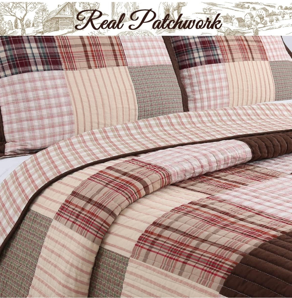 Cozy Line Home Fashions Patchwork Quilt Set – Queen Size
