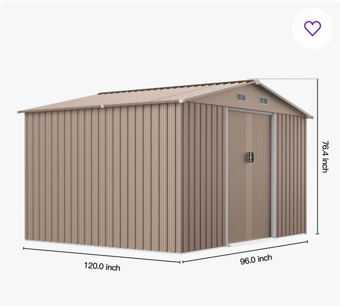 Galvanized Steel Outdoor Storage Shed – Brown