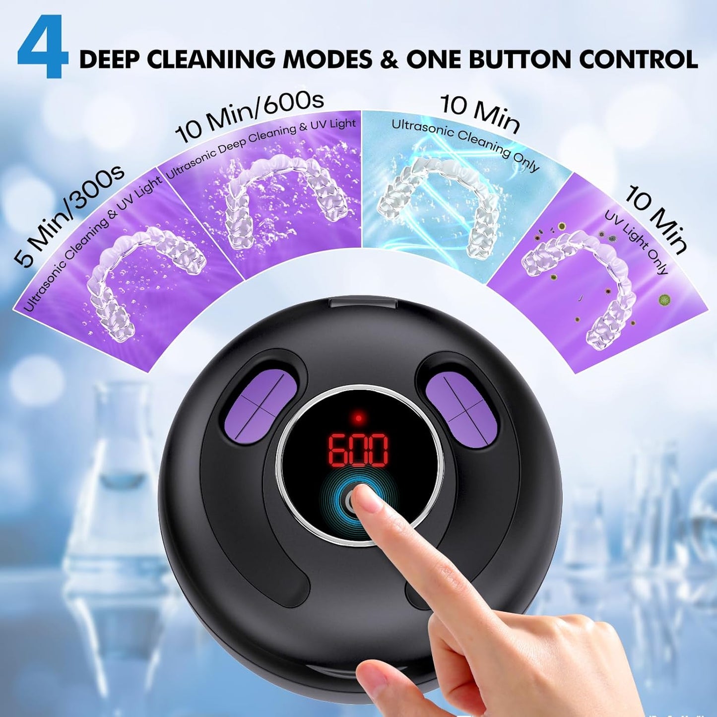 Ultrasonic Retainer Cleaner – 45kHz – 200ml – Black