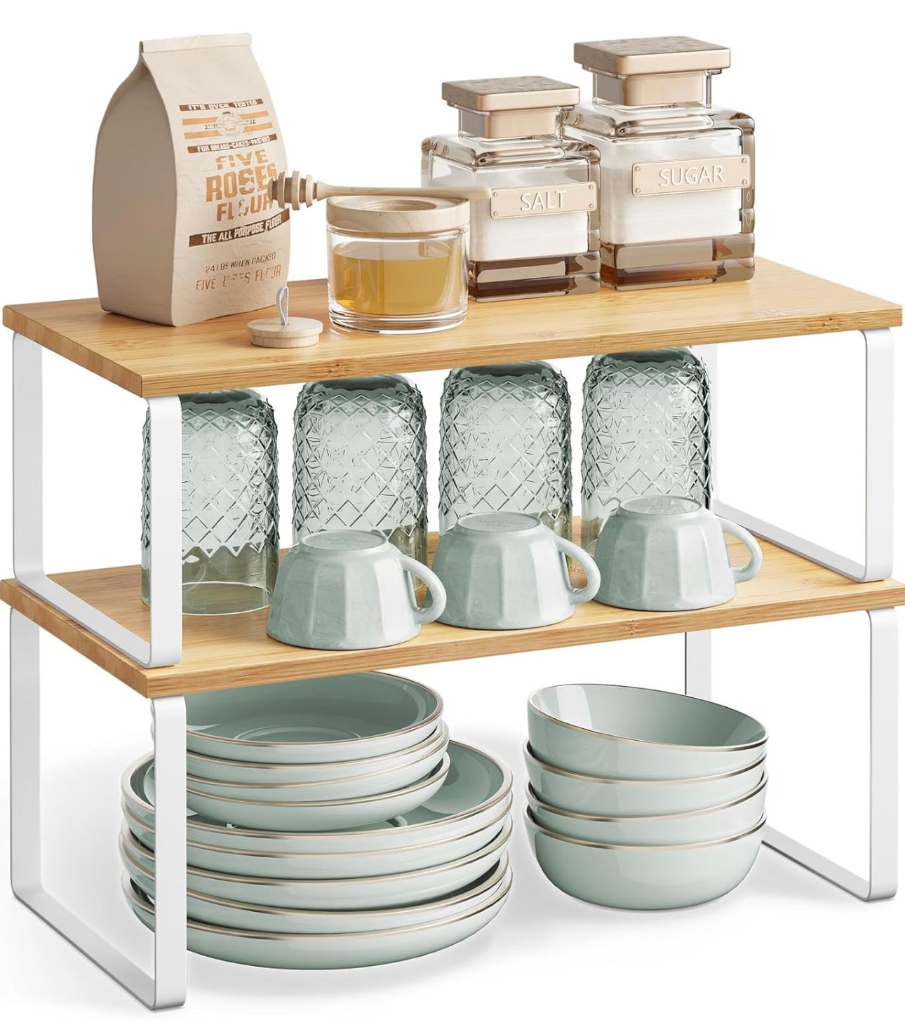 Adjustable Kitchen Cabinet Shelf Organizers (4-Pack)