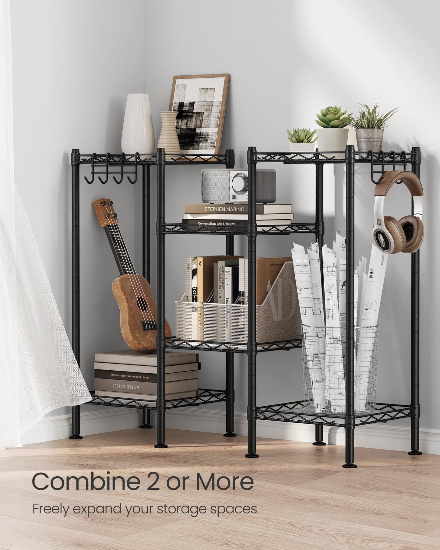 SONGMICS 3-Tier Adjustable Metal Storage Shelf