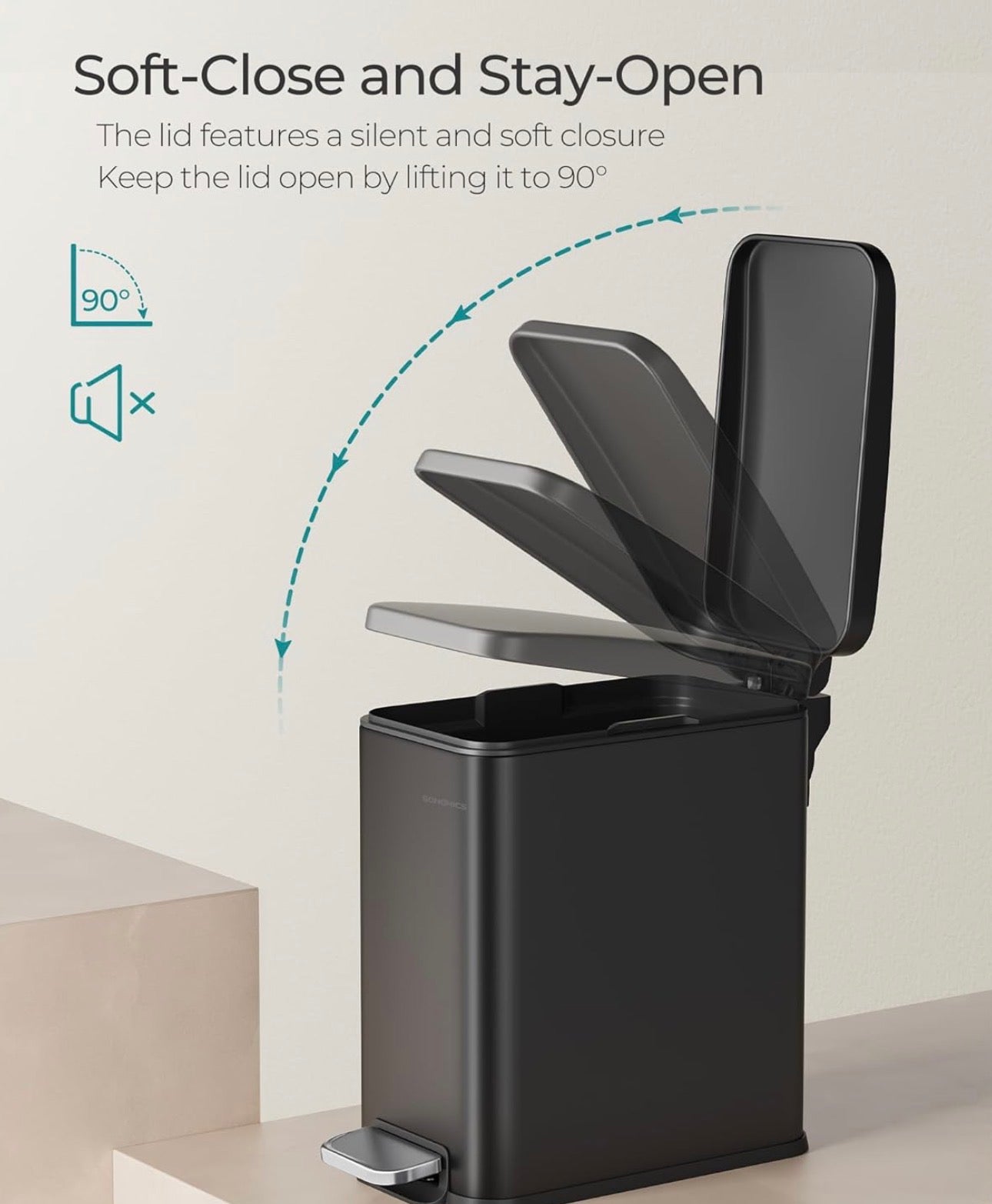 SONGMICS 2.6-Gallon Slim Step Trash Can