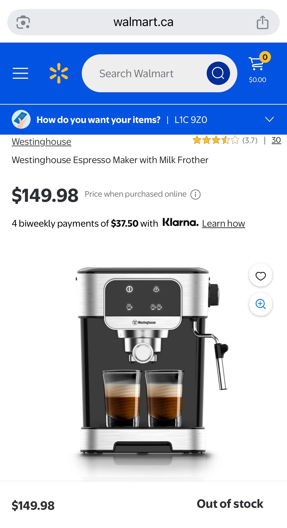 Westinghouse 20-Bar Espresso Machine
