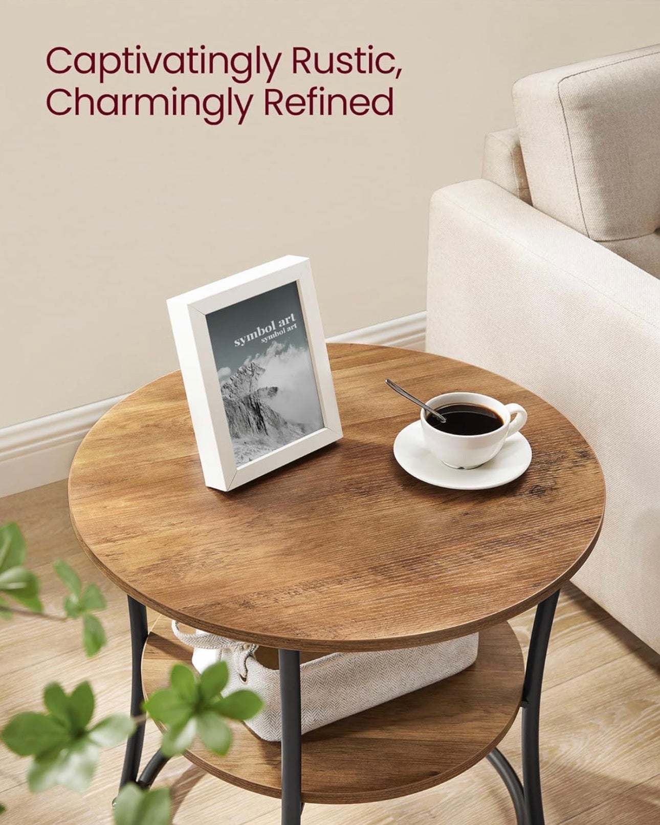 VASAGLE 2-Tier Round Side Table