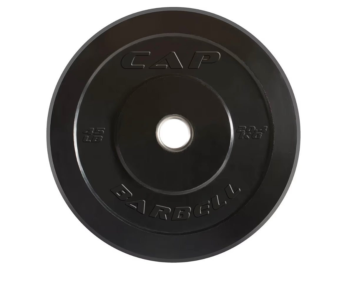 🏷️ CAP Barbell 45 lb Olympic Bumper Plate — Rubber-Coated Cast Iron Weight Plate (Black)