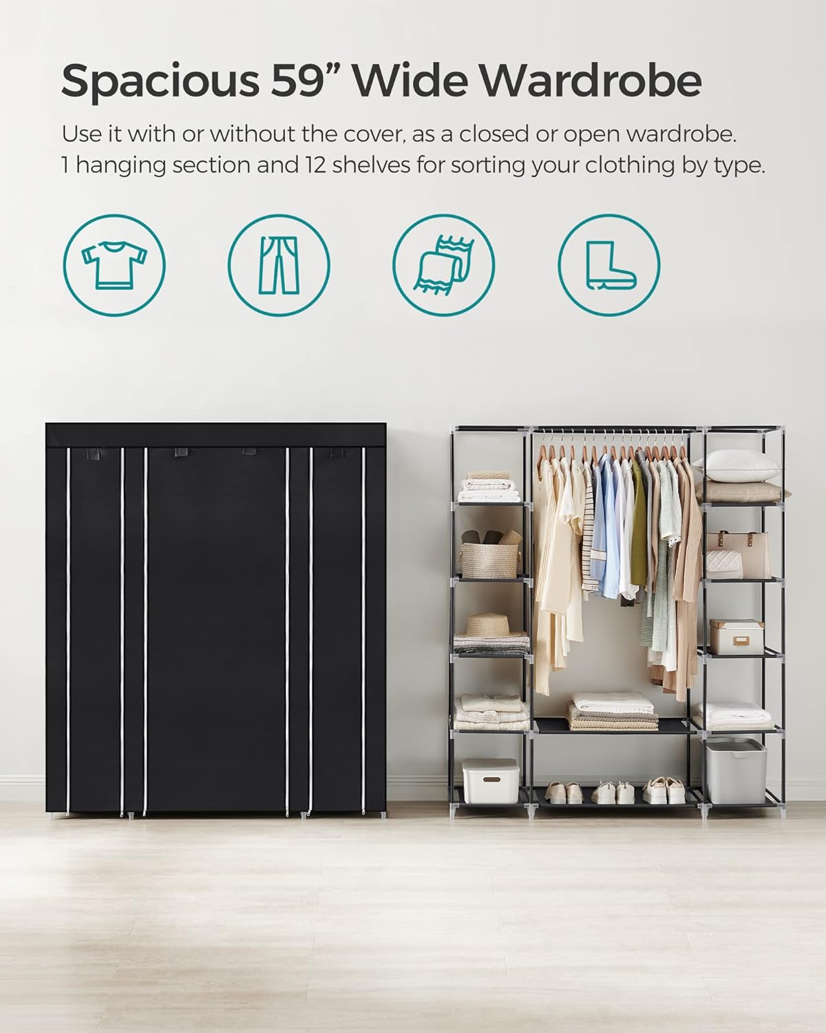 SONGMICS Portable Closet Wardrobe – Black