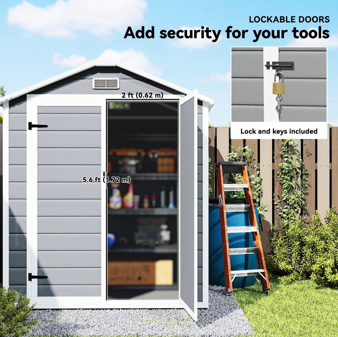 Outsunny Heavy-Duty Outdoor Storage Shed – Lockable | Ventilated | UV-Protected | Aluminum & PP Construction