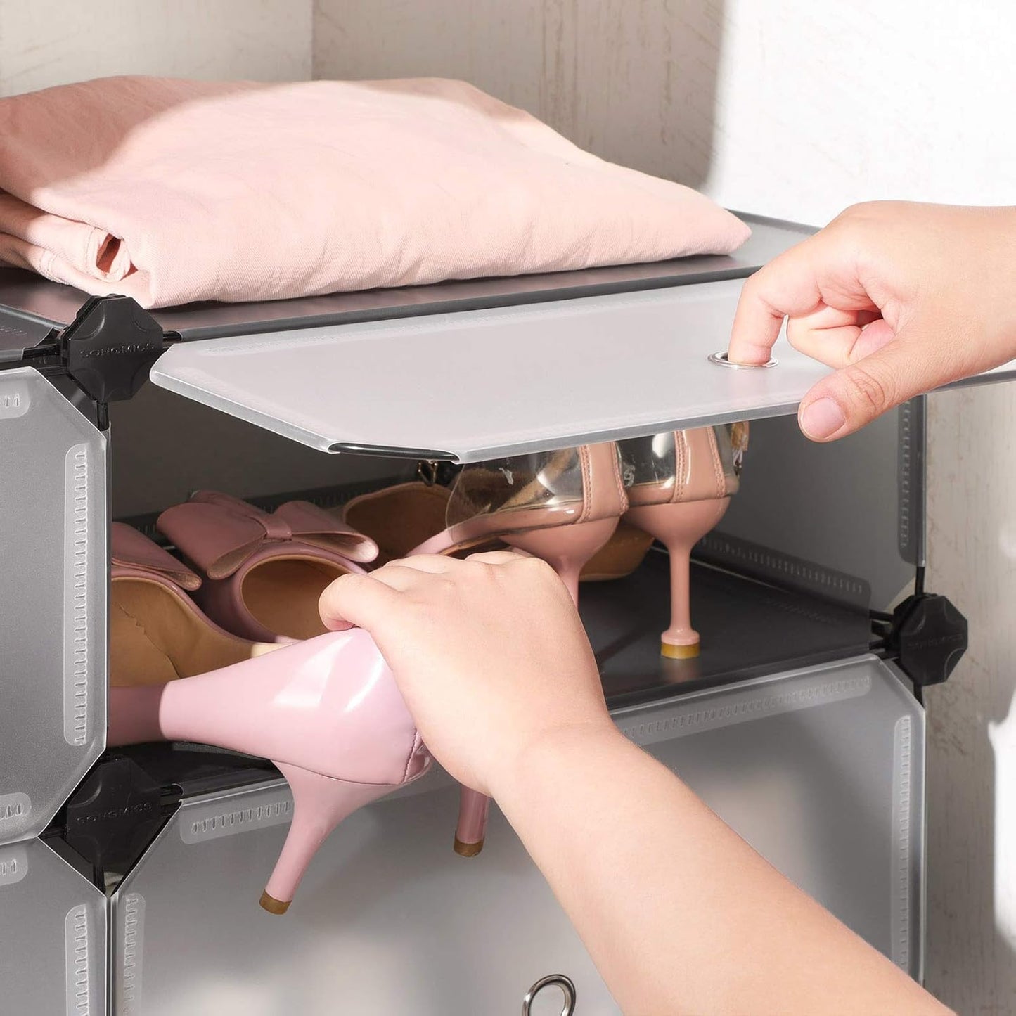 SONGMICS 10-Cube Modular Shoe Rack – Grey