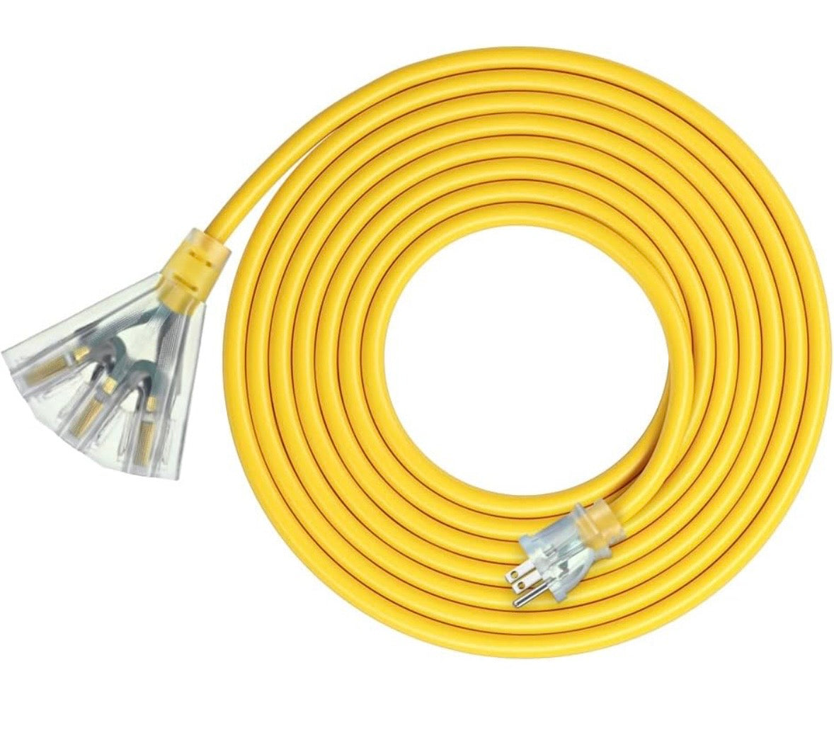 Dewenwils 15FT Heavy-Duty 12/3 Extension Cord – Triple Tap (3 Outlet)