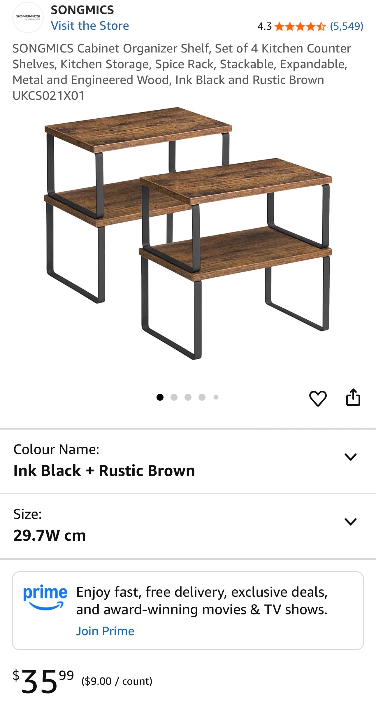 SONGMICS 2- Piece or 4-Piece Expandable Countertop Organizer