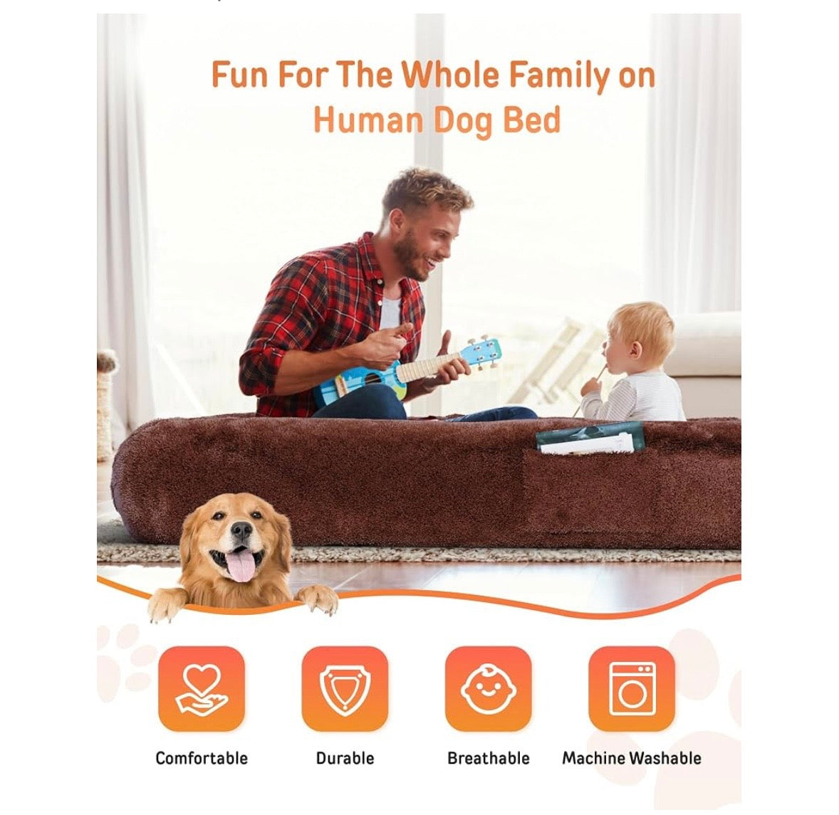 YEFU Human-Sized Memory Foam Dog Bed