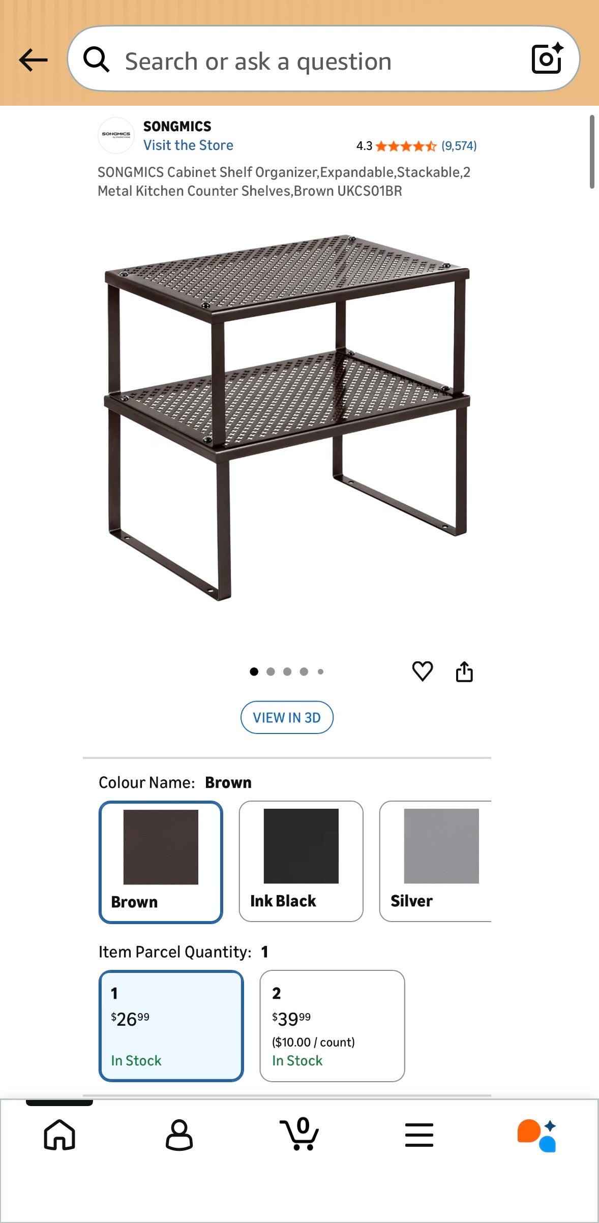 2-Piece Metal Cabinet Organizer Shelf Set