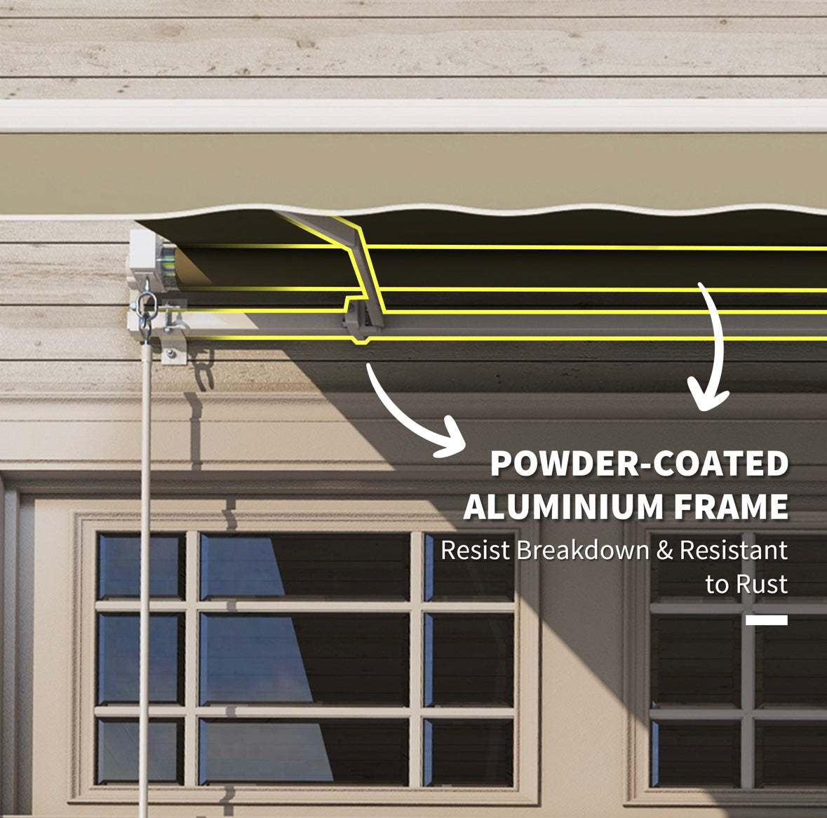 Outsunny Manual Retractable Patio Awning – Adjustable Sunshade | Aluminum Frame | UV & Heat Protection