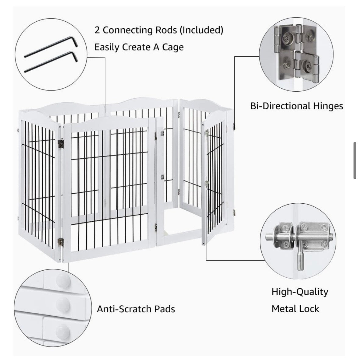 Extra-Wide 6-Panel Freestanding Pet Gate & Playpen