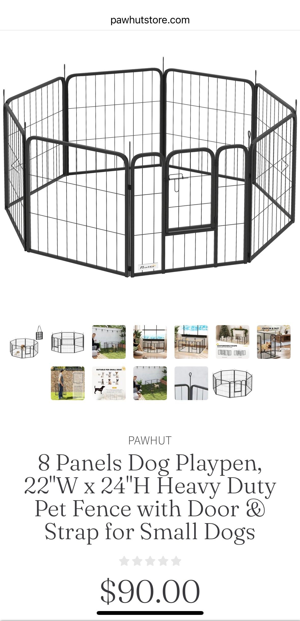 PawHut 8-Panel Foldable Pet Playpen – Indoor/Outdoor Metal Dog Fence with Door & Ground Stakes