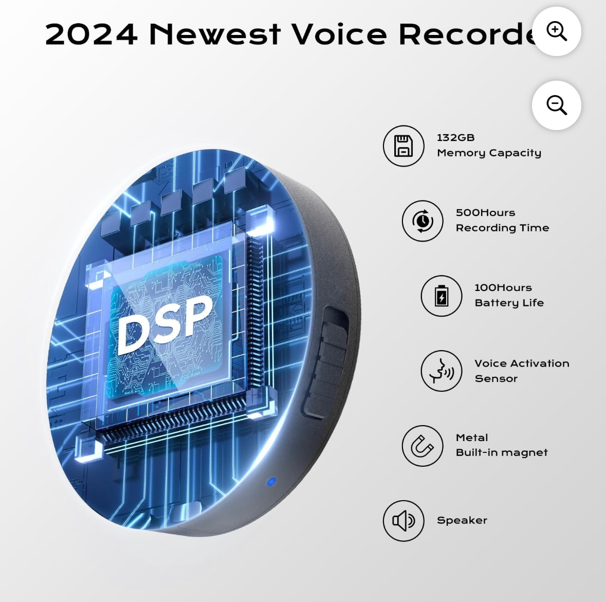 128GB Digital Voice Recorder – AI Noise Cancellation | Voice Activated | MP3 Playback | Model NZ007