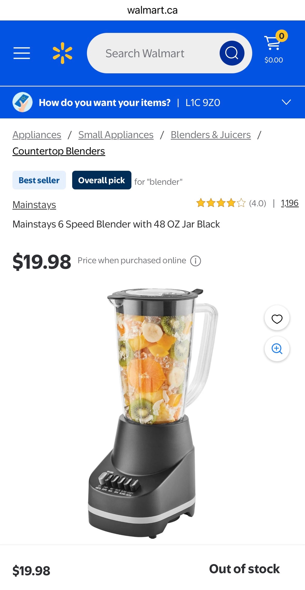 Mainstays 6-Speed Blender