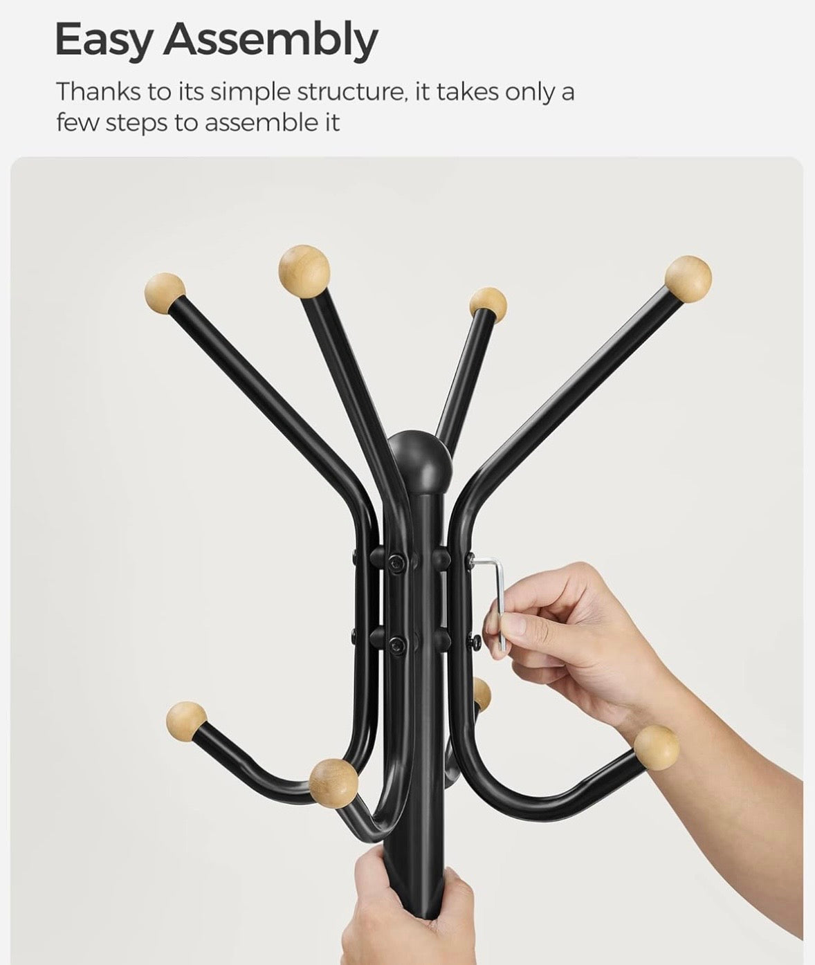 SONGMICS Freestanding Coat Rack – 12 Hook Metal Coat Tree