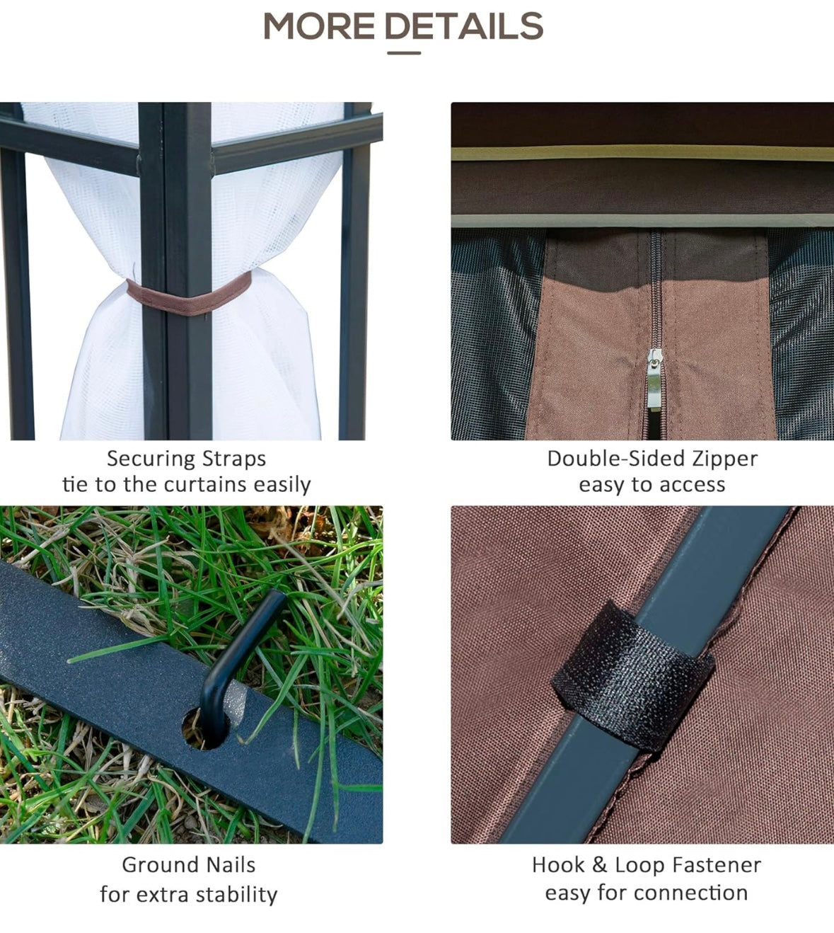 Outsunny 10’ x 10’ Double Roof Patio Gazebo – Aluminum Frame | Mesh Curtains | Water-Resistant Canopy