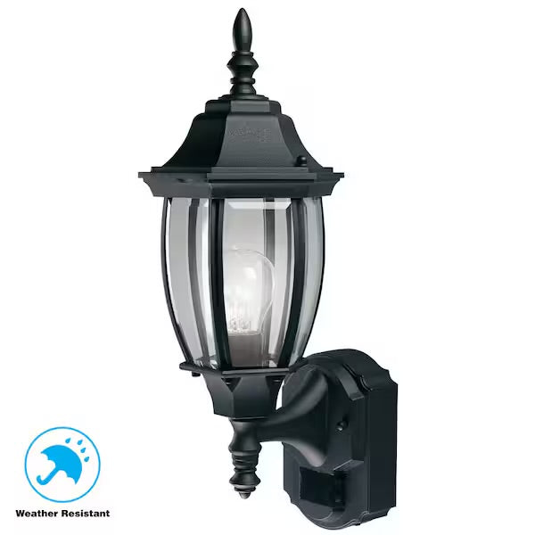 Heath-Zenith Alexandria 180° Black Motion-Sensing Outdoor Lantern