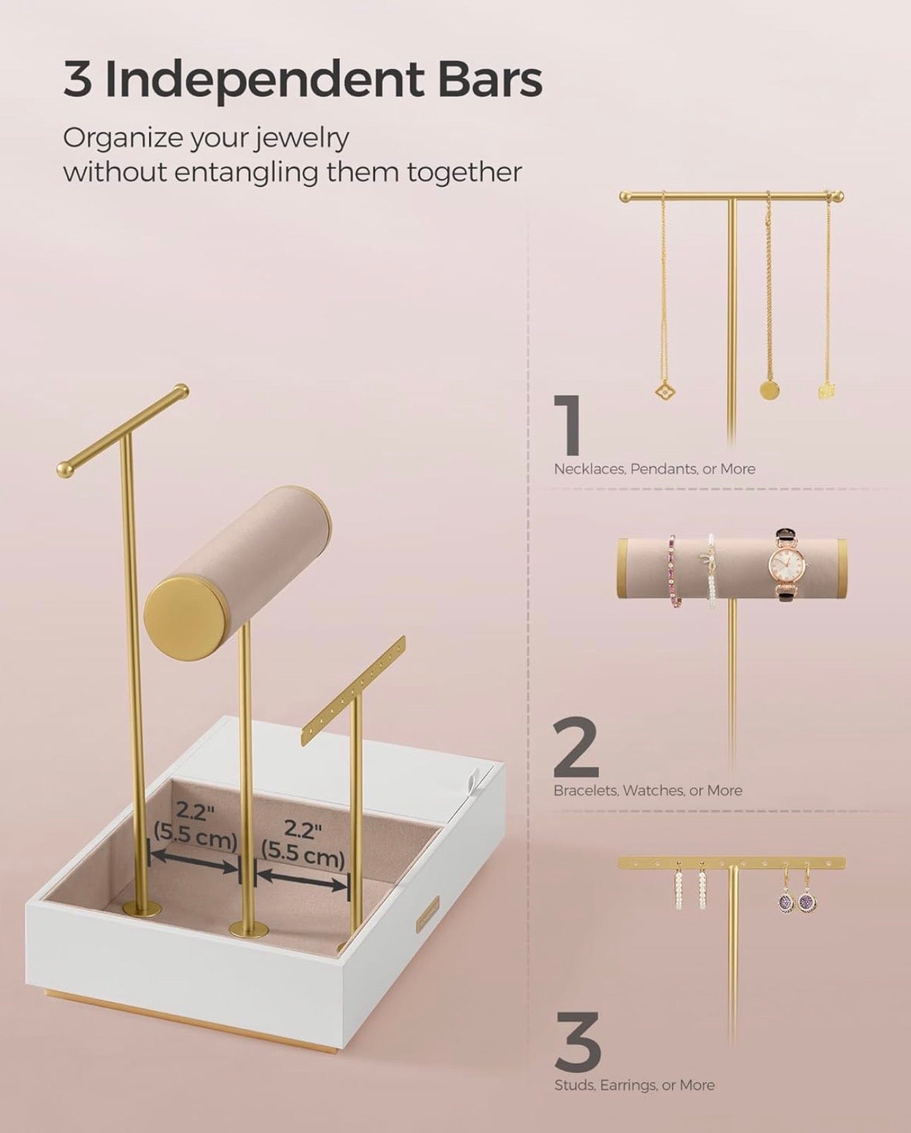 SONGMICS Jewelry Display Stand with Mirror