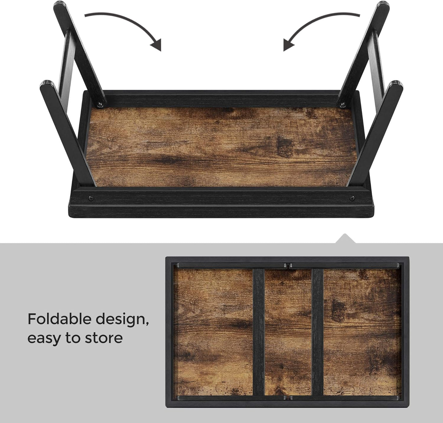 SONGMICS Rustic Folding Breakfast Tray – Rustic Brown