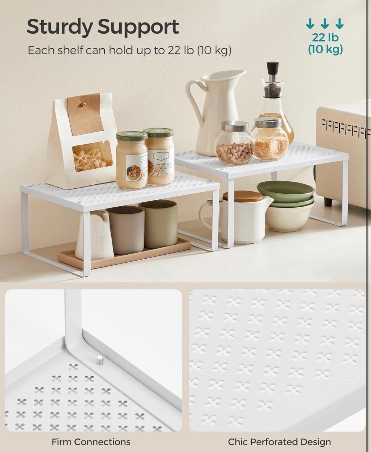 SONGMICS Set of 2 Expandable Metal Cabinet Shelves