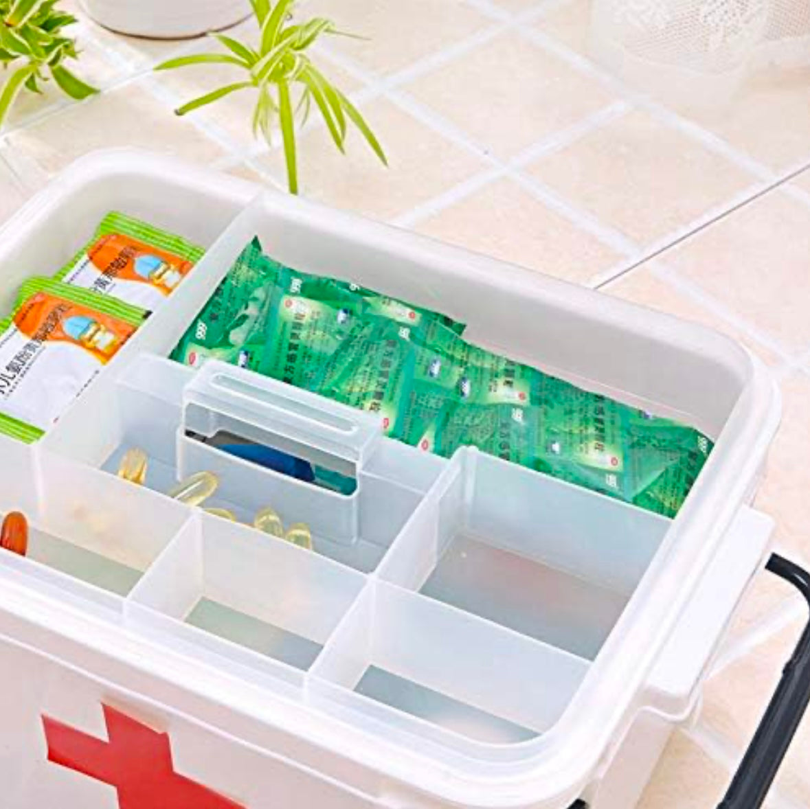 Portable Double-Layer Medicine Storage Box