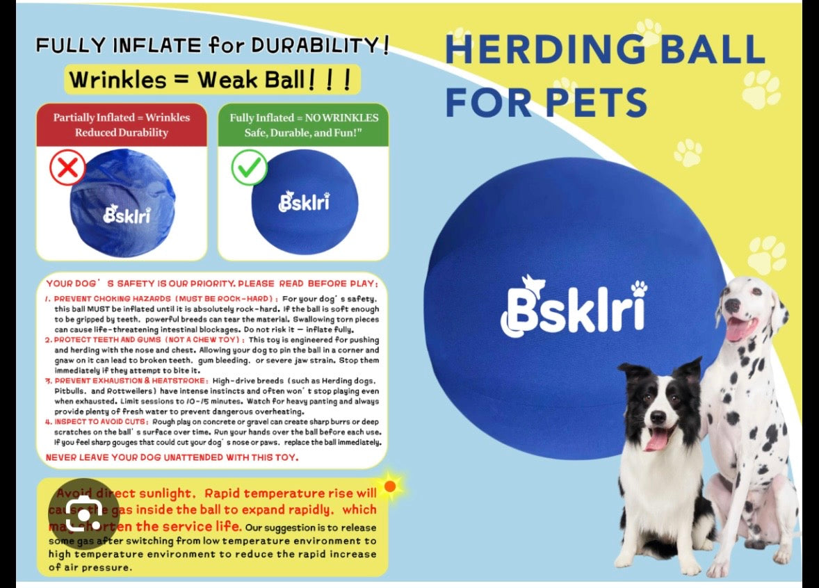 Bsklri Inflatable Herding Ball for Dogs