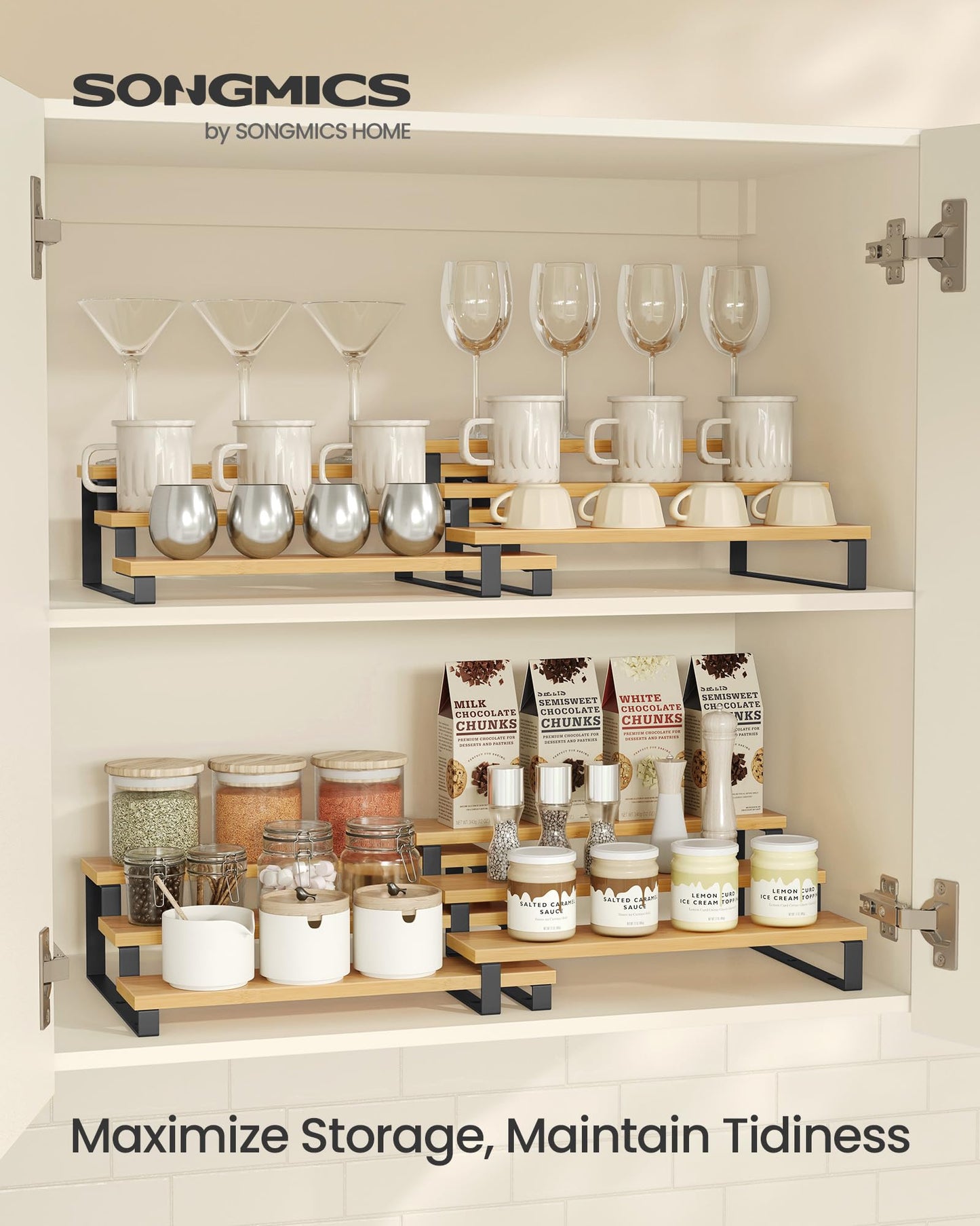 SONGMICS 3-Tier Expandable Spice Rack Set