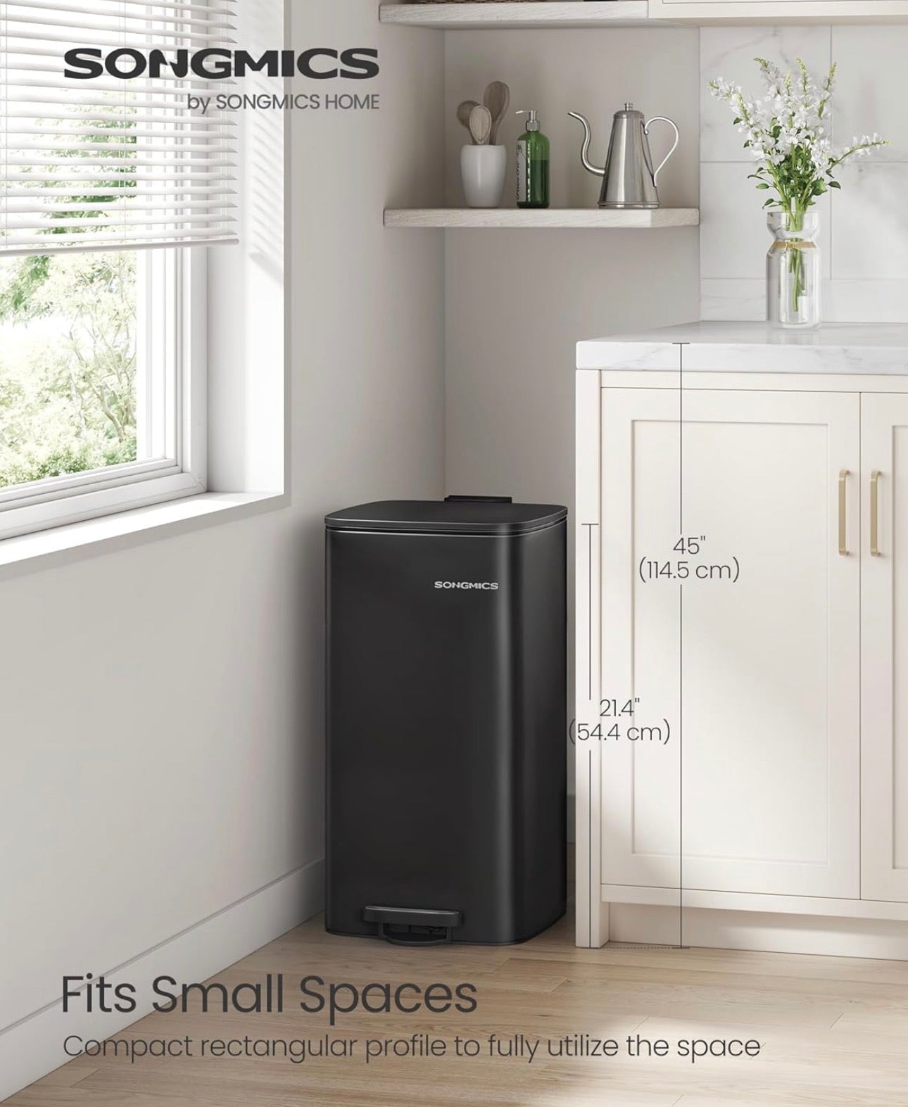 SONGMICS 8-Gallon Stainless Steel Step-On Trash Can