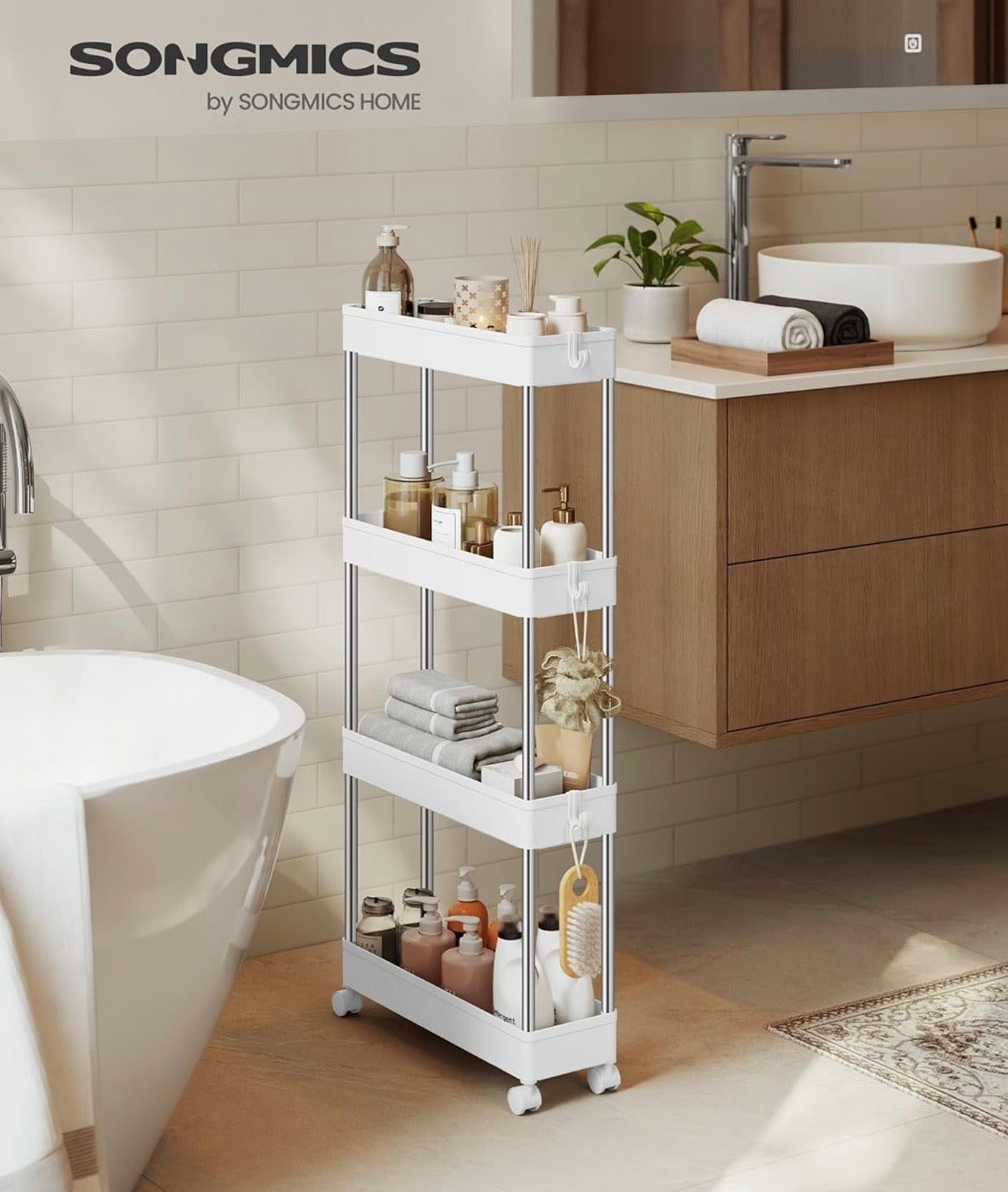 SONGMICS Slim Rolling Storage Trolley