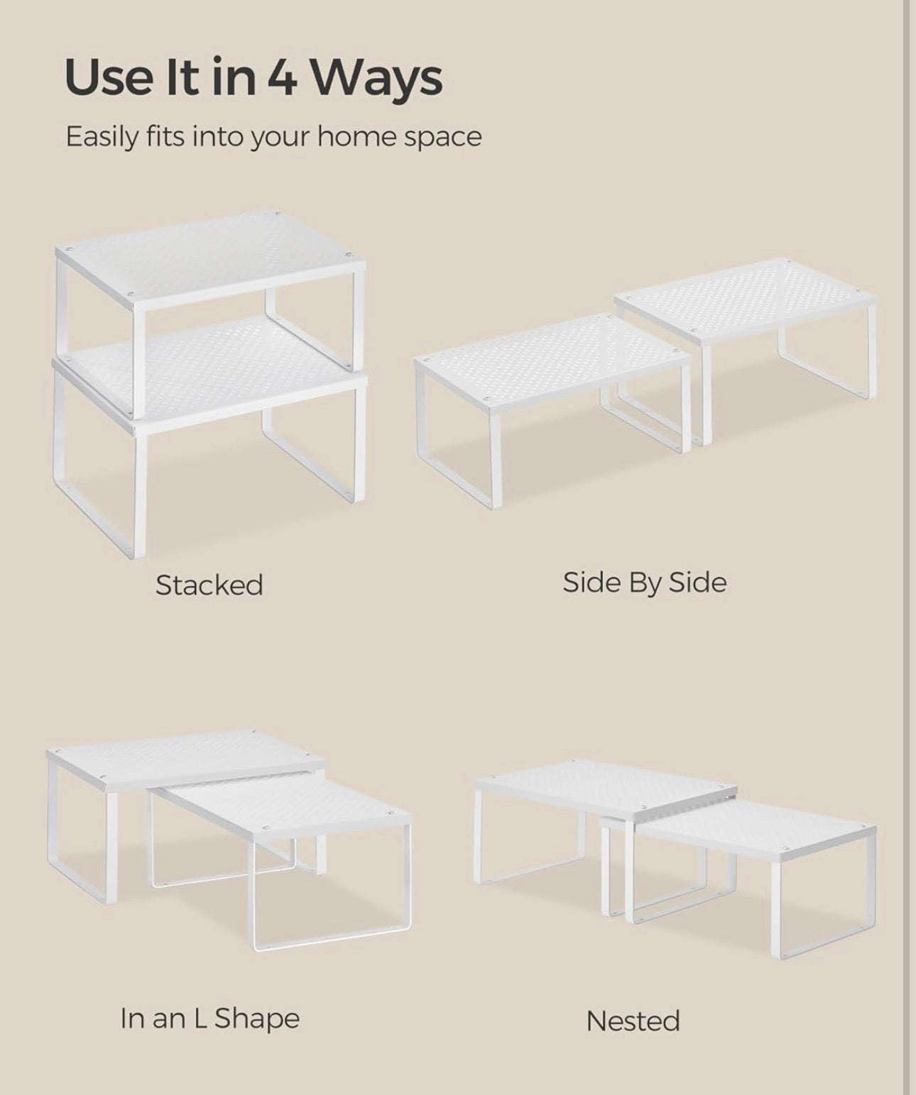 SONGMICS 4-Piece Expandable Metal Cabinet Organizer Set