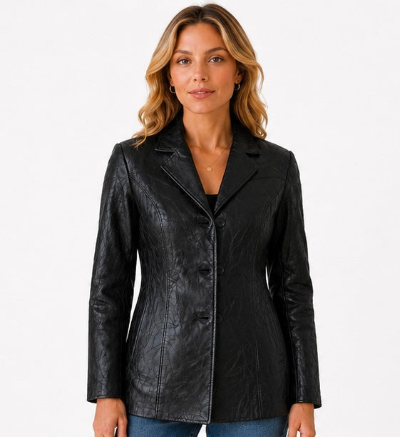 Women’s Patchwork Leather Jacket – Sizes M, L & XL