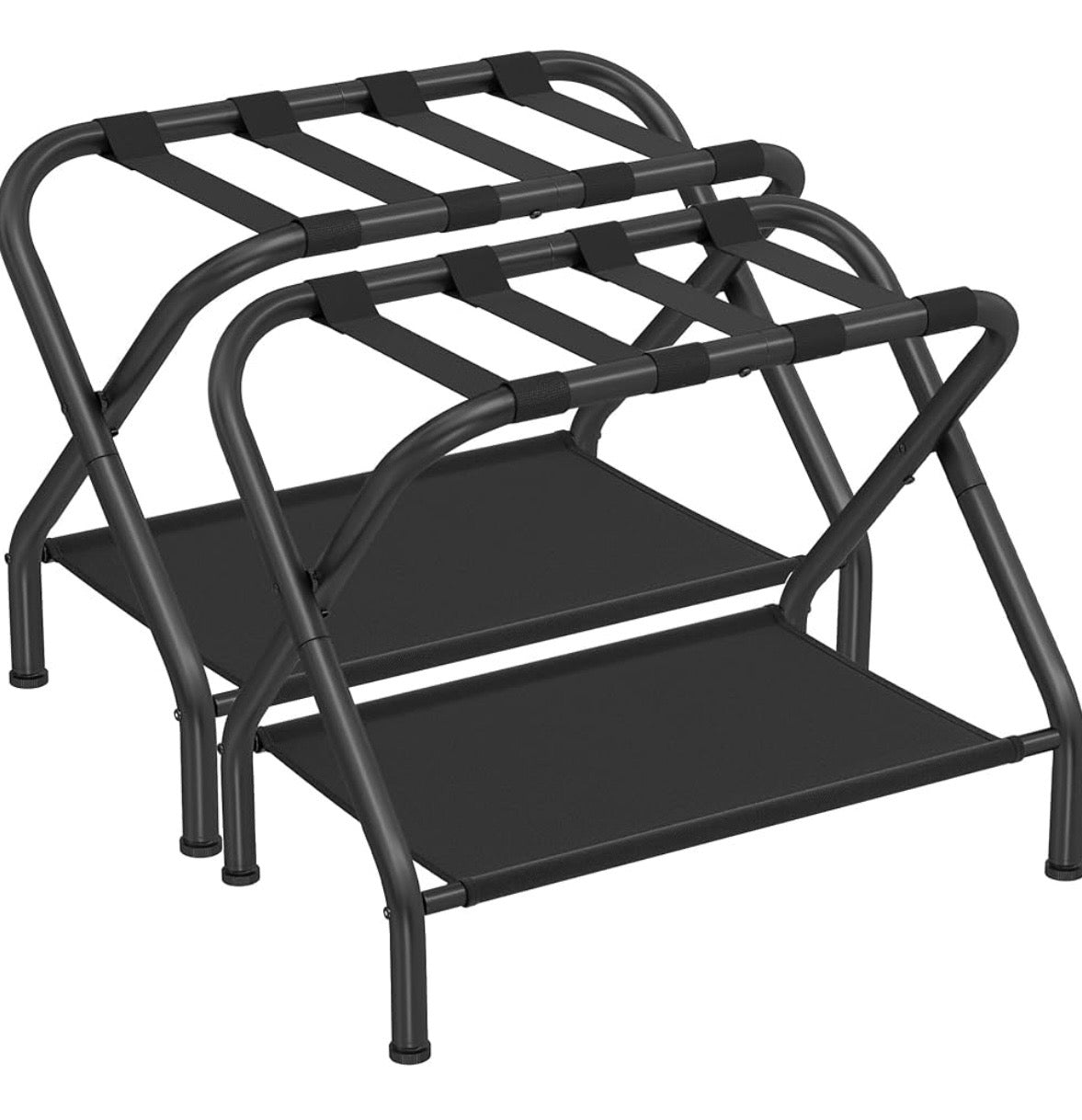 SONGMICS Folding Luggage Rack Set – 2 Pack w/ Bottom Shelf