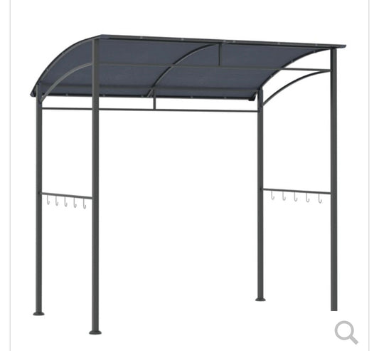 Outsunny Grill Gazebo Shelter – Curved Canopy | Steel Frame | UV & Water-Resistant | Dark Grey