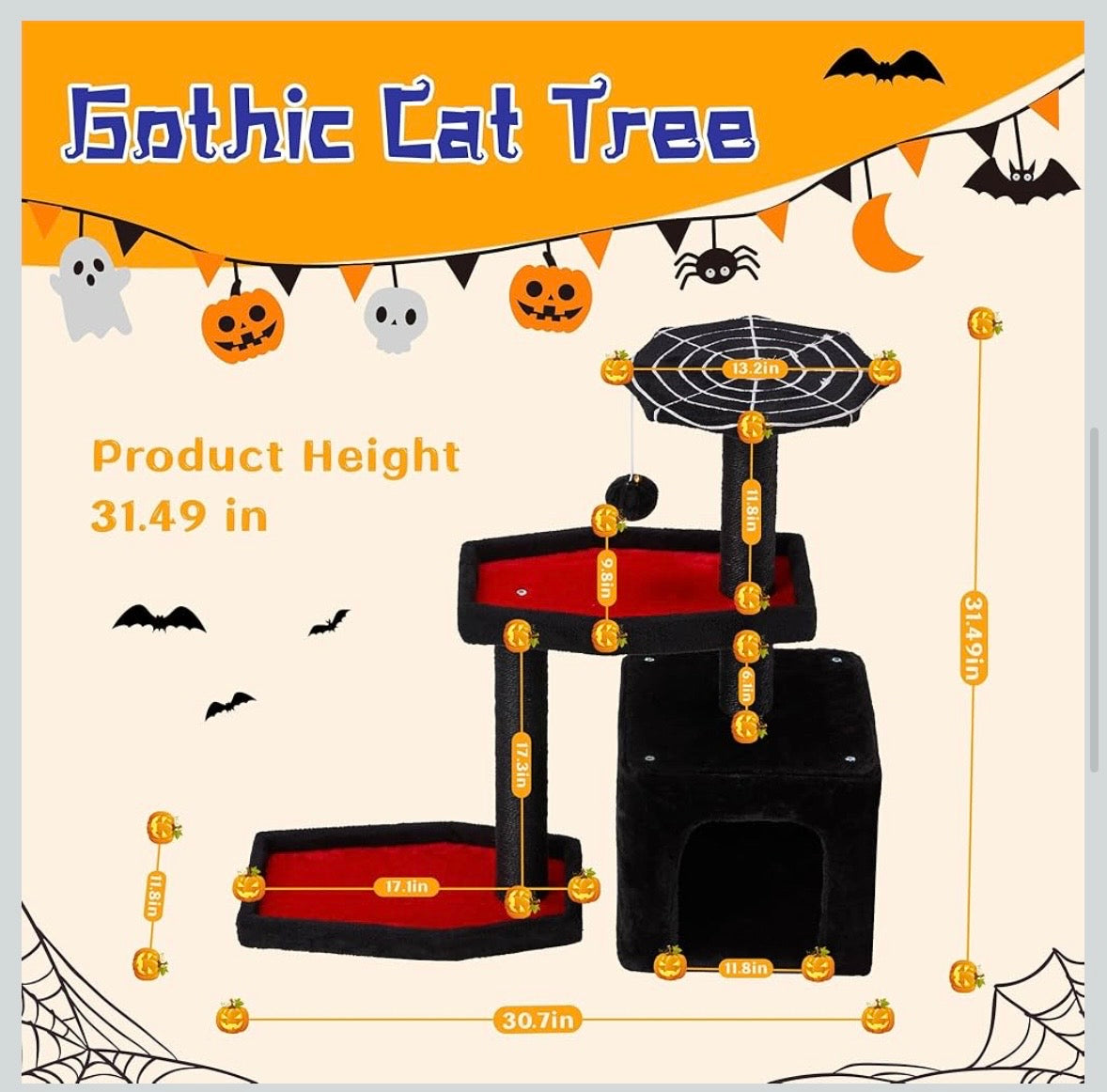 Gothic Coffin Cat Tree Tower