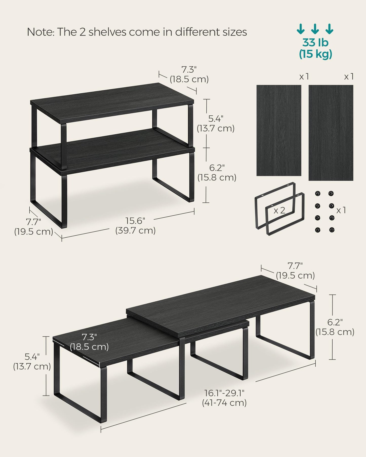 VASAGLE Expandable Countertop Shelf Organizer